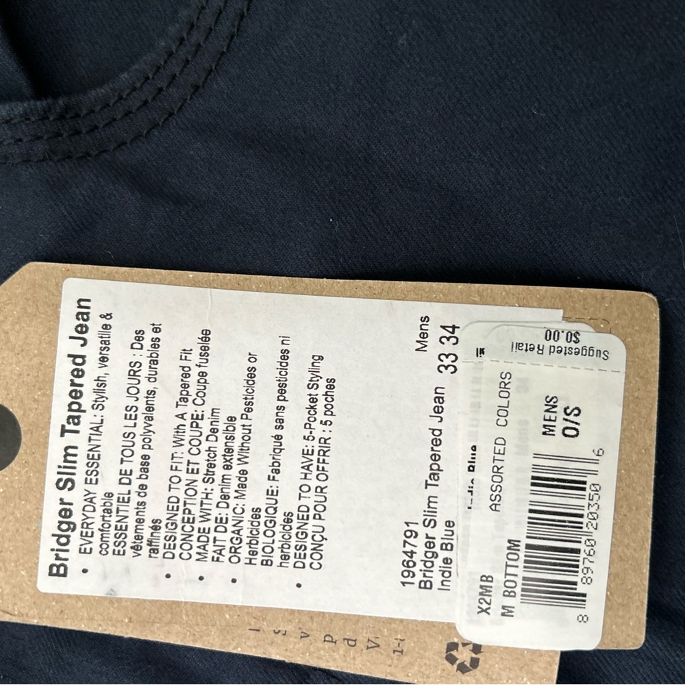 NWT $95 Prana Bridger Slim Tapered Jean indie blue men’s denim - Picture 7 of 10